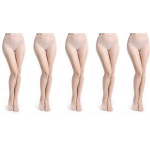 5-pack Women's Sheer Transparent Pantyhose Tights (Beige, S/M)